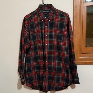 Ralph Lauren Men's Red and Green Plaid Shirt